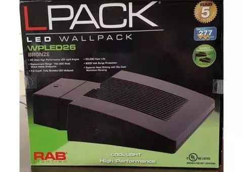 New In Box (8) RAB Lighting WPLED26 Cool LED Wallpacks - Bronze
